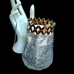 🌺 Vintage Sequined Hinged Evening Bag/Purse